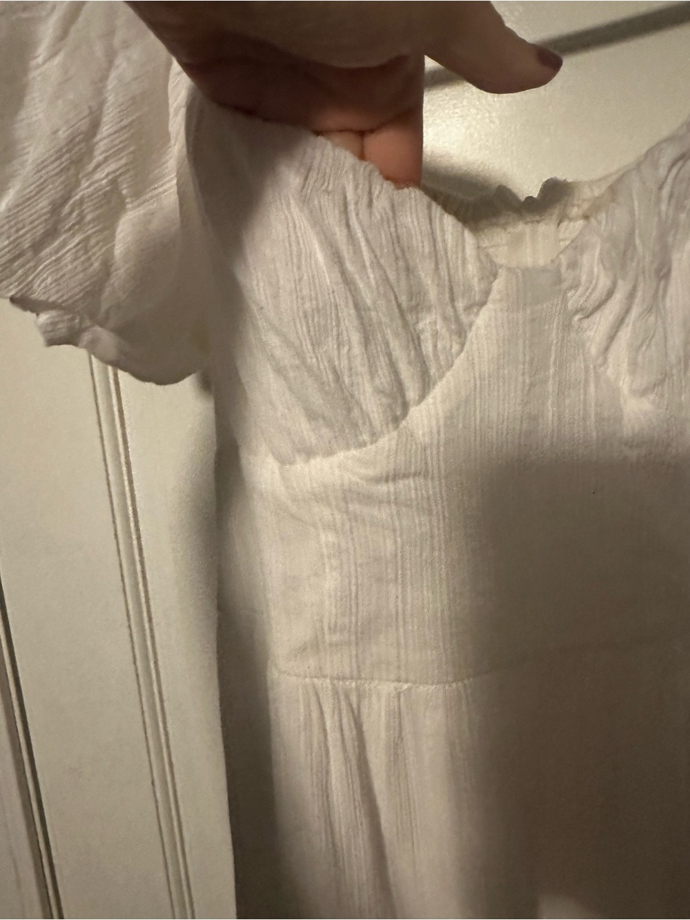 White Maxi Dress with Puff Sleeves - Picture 3 of 8